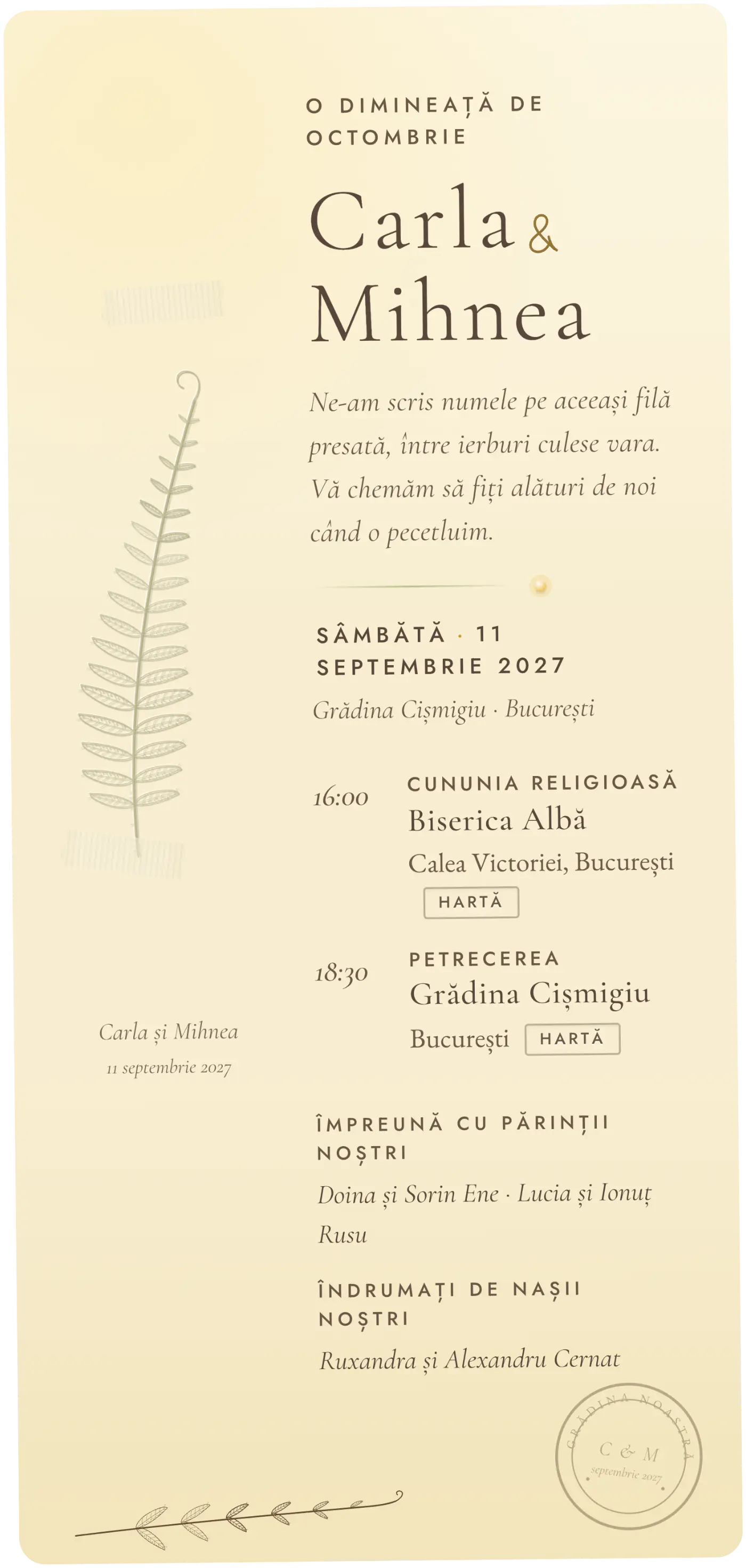 Invitația Carla și Mihnea (Ierbarul · Grâu copt)