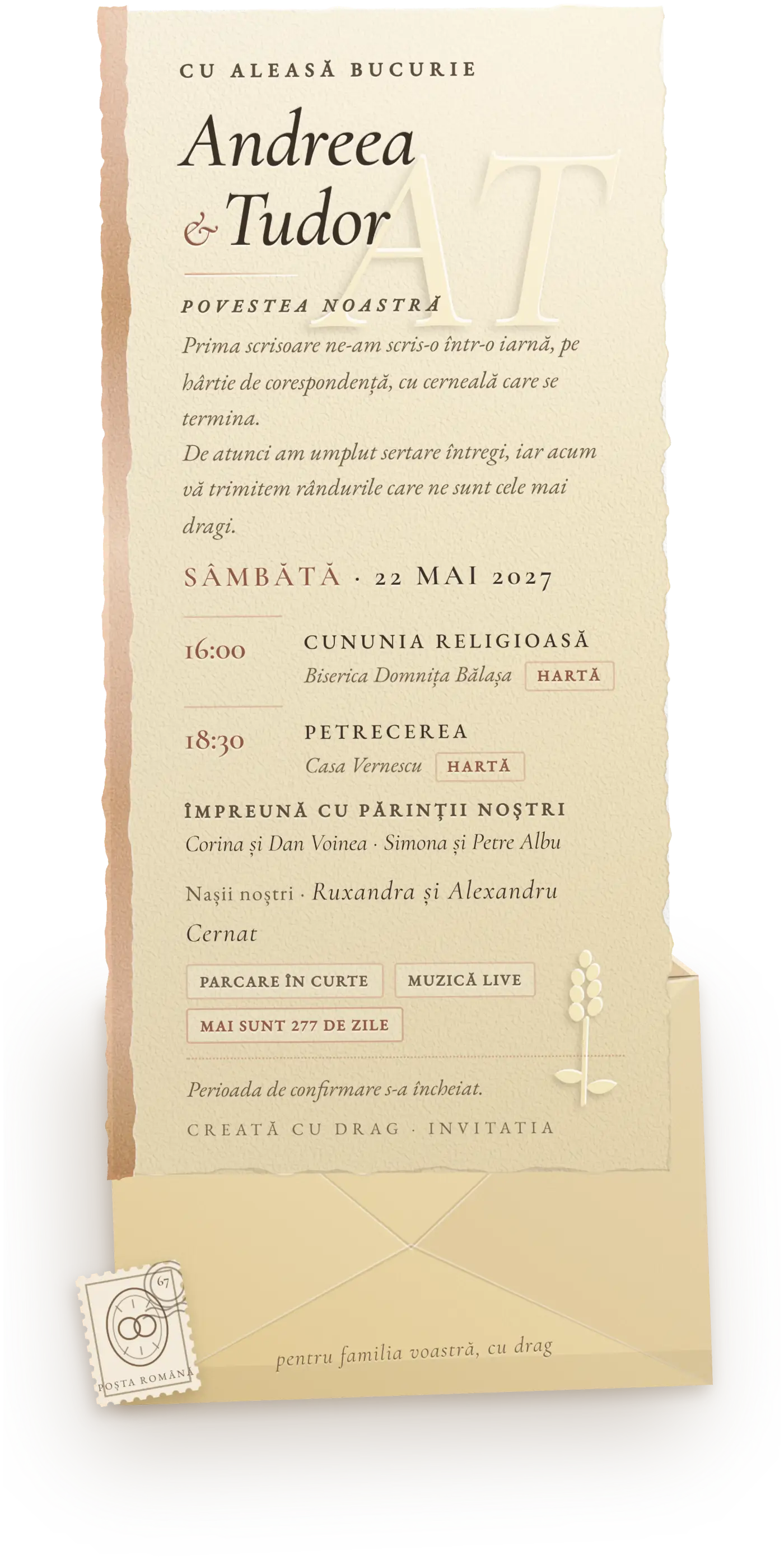 Invitația Andreea și Tudor (Epistola · Șampanie)