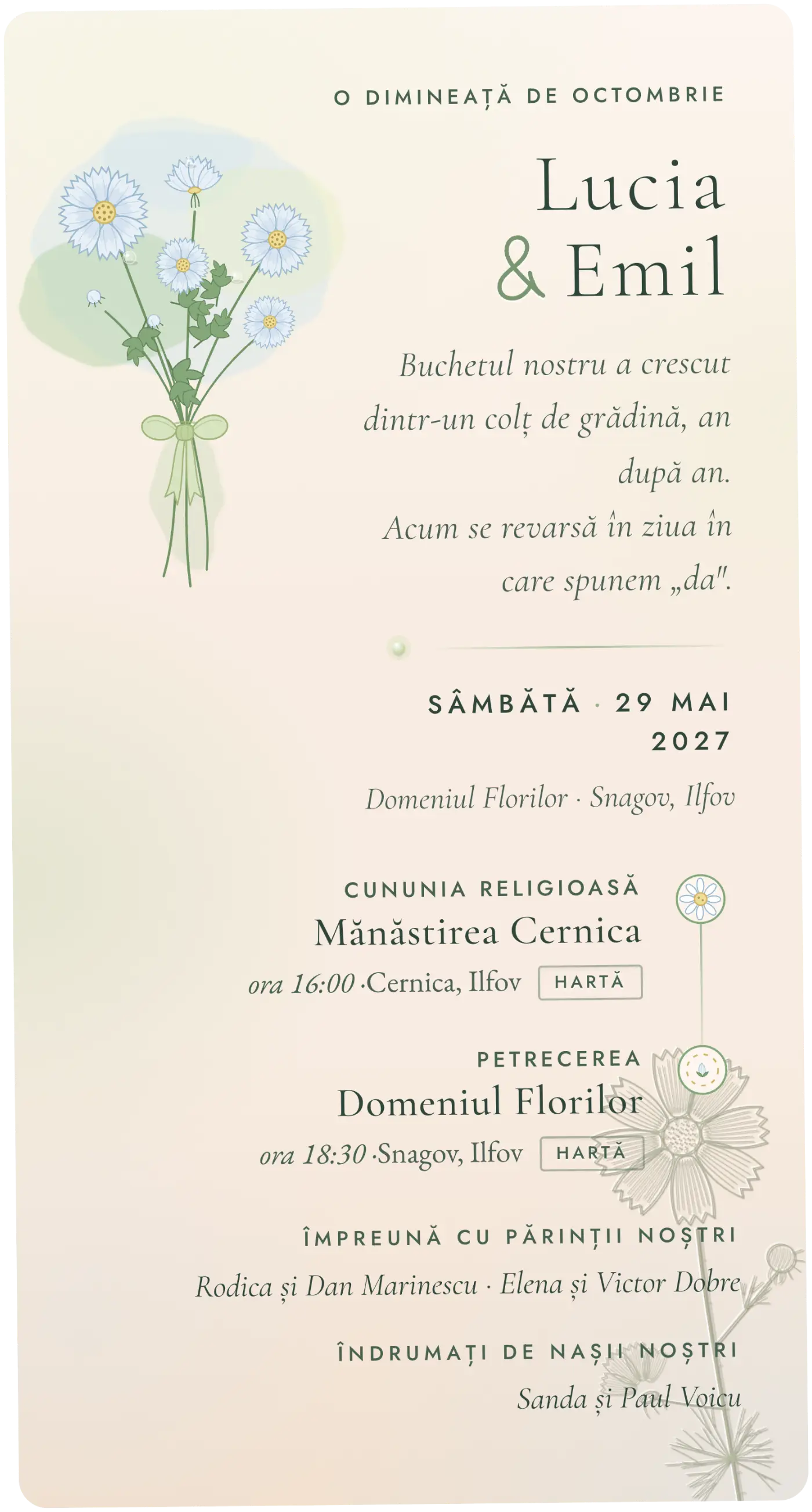 Invitația Lucia și Emil (Buchetul · Petală)