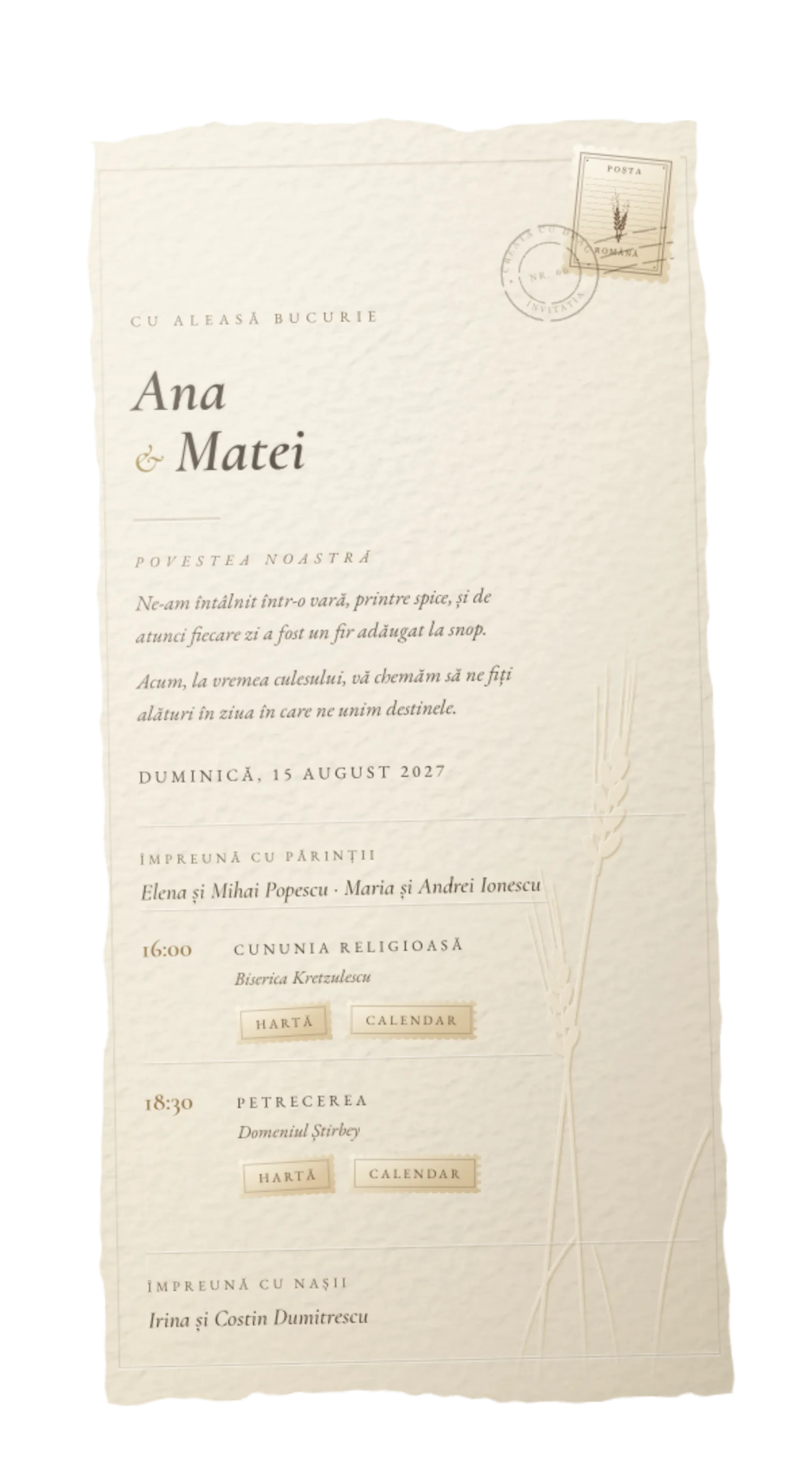 Invitația întreagă: Snopul, Ana și Matei