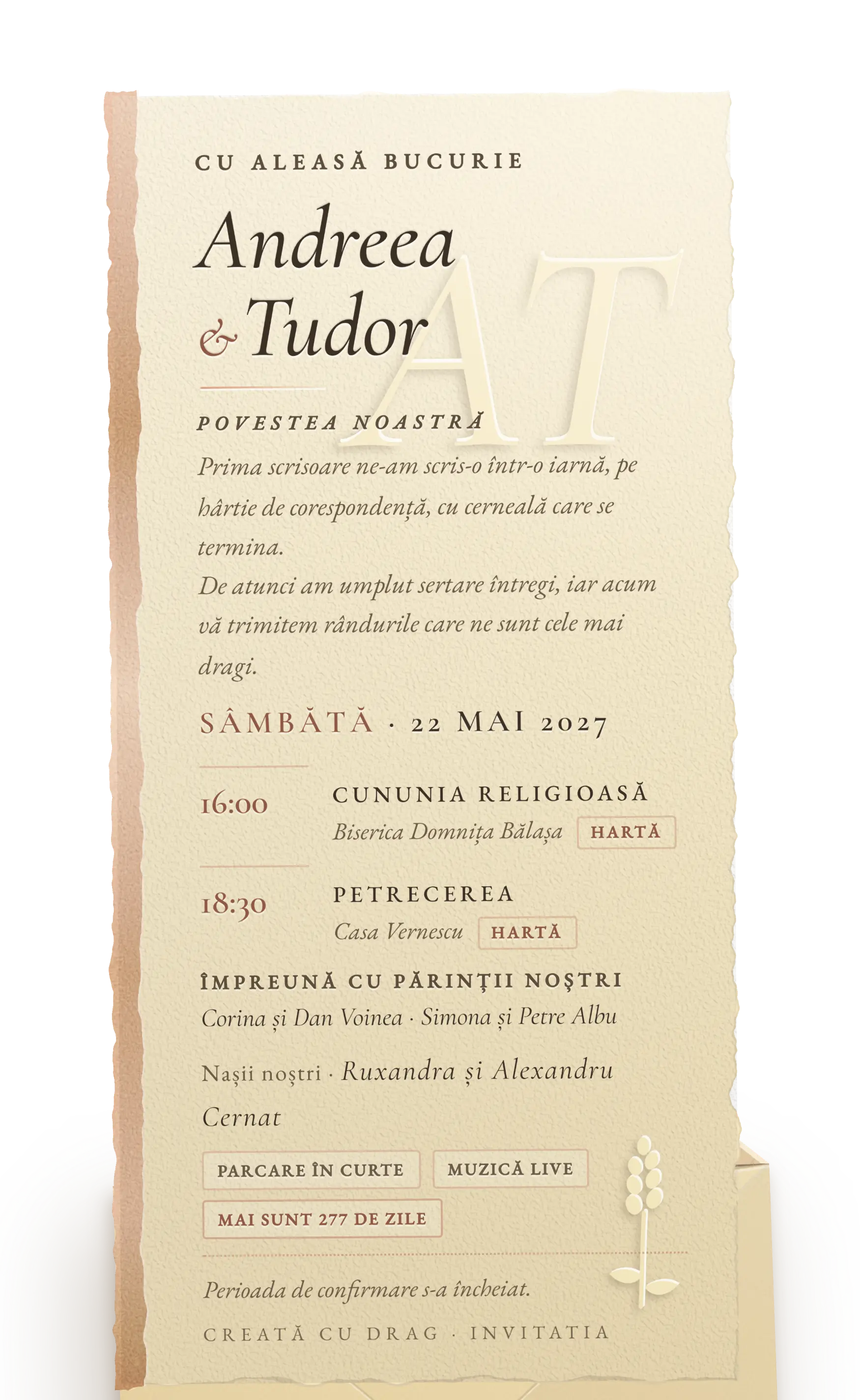 Invitația întreagă: Cununa, Ilinca și Tudor